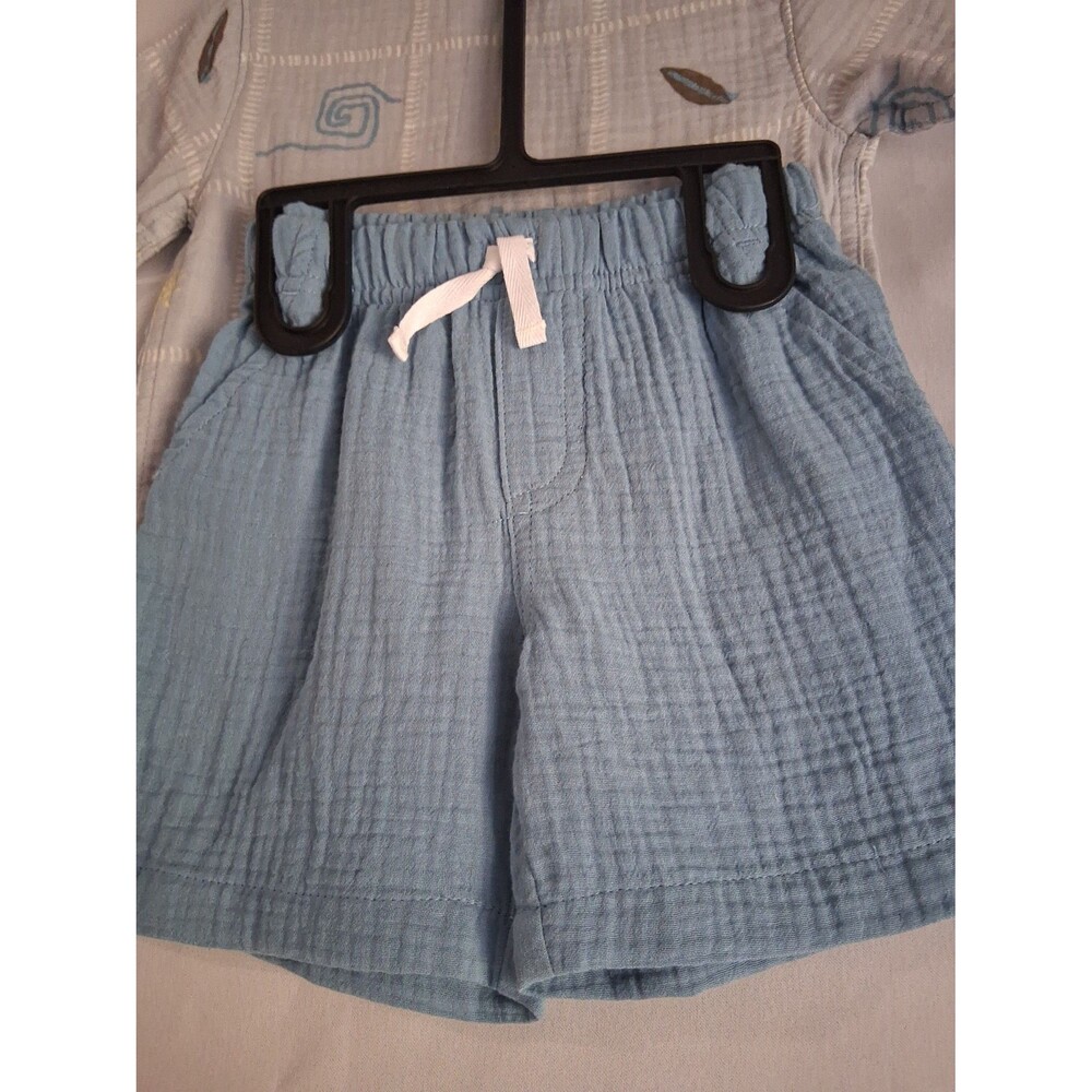 Carter's 24M Blue Hawaiian Print Button-Up Shirt & Shorts Set – New with Tags - Picture 5 of 6